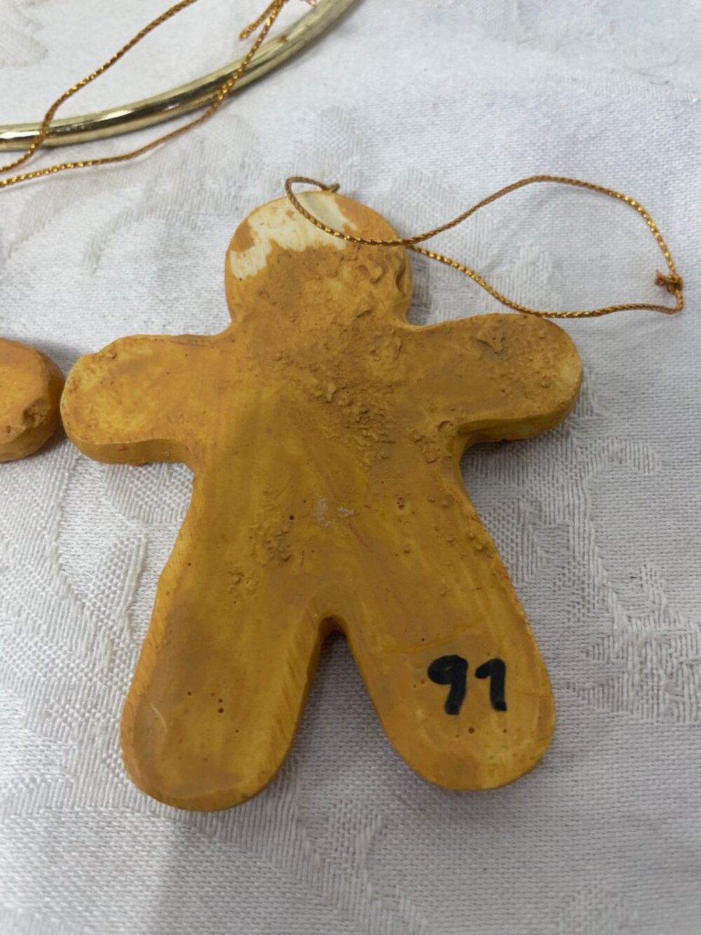 VTG Gingerbread Man Christmas Tree Ornaments Set Of 3 Handcrafted Holiday Decor - Picture 10 of 10